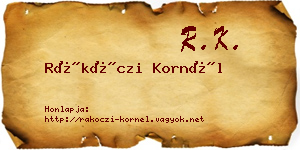 Rákóczi Kornél névjegykártya